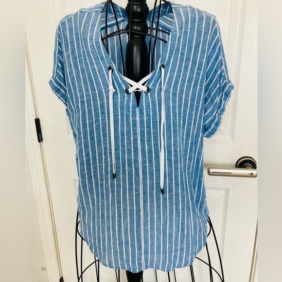 Rails blue white stripe top - Picture 1 of 4